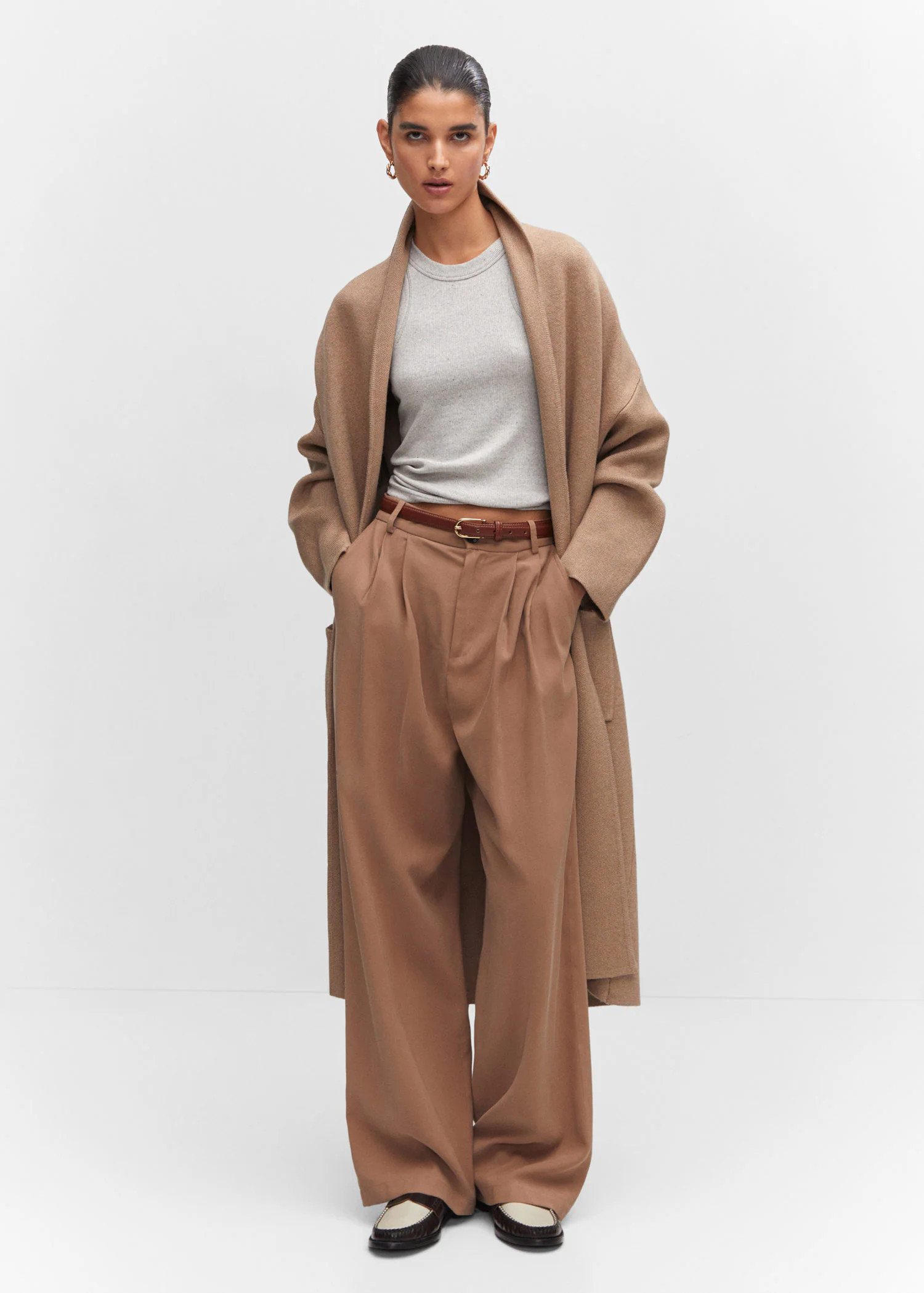 Oversized knitted coat with pockets | MANGO (US)