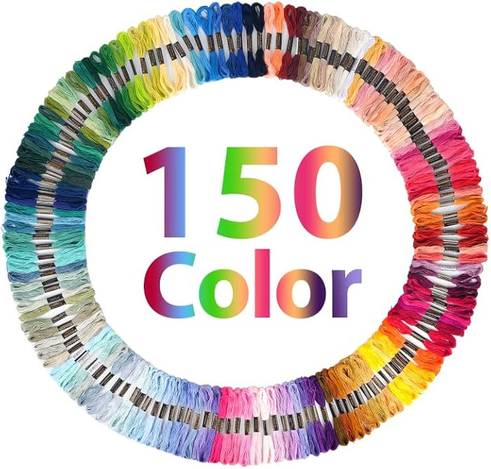 150 Color Skeins Rainbow Color Embroidery Floss，Cross Stitch Threads, Bracelet Yarn, Craft Flos... | Amazon (US)