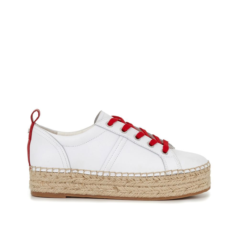 Sam Edelman Carleigh Platform Espadrille Sneaker White/Red Leather | Sam Edelman