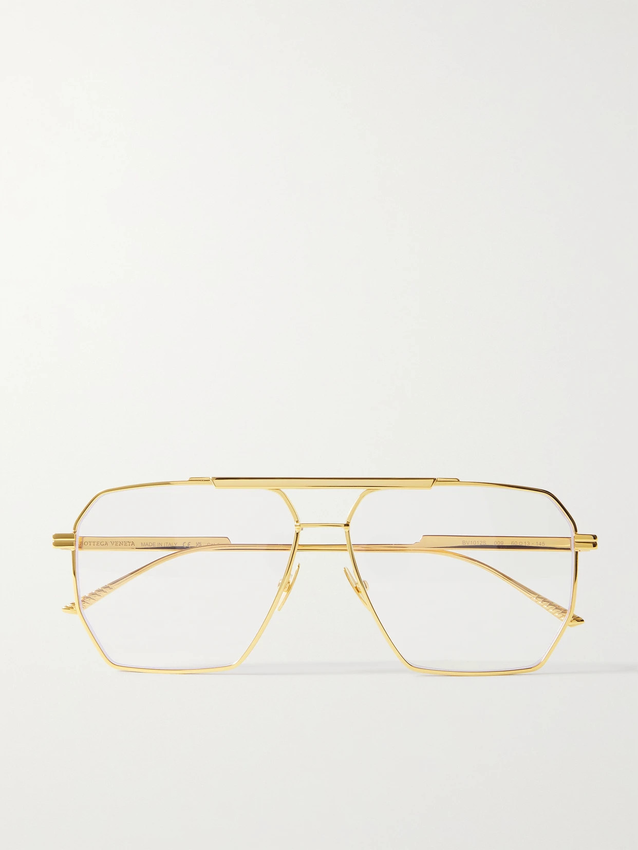 BOTTEGA VENETA EYEWEAR - Oversized Aviator-style Gold-tone Optical Glasses - One size | NET-A-PORTER (US)