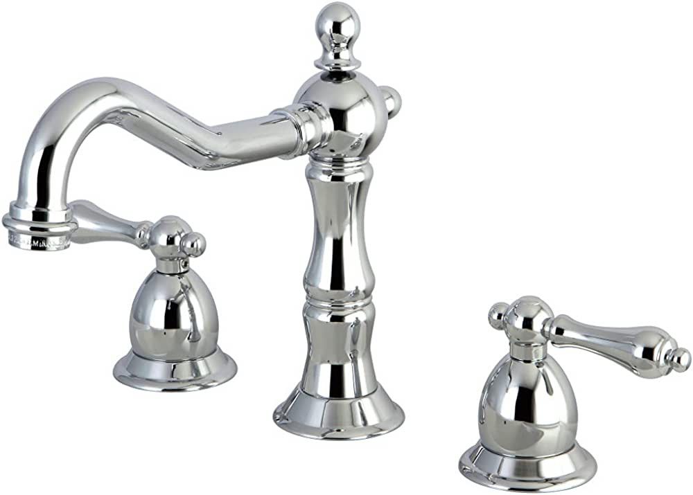 Kingston Brass KS1971AL Heritage Widespread Lavatory Faucet with Metal lever handle, Polished Chr... | Amazon (US)