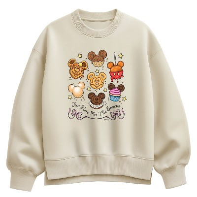 Women's Disney Disney Foods Oversized Fleece Crew Sweatshirt - Cream - 2 X-Large | Target