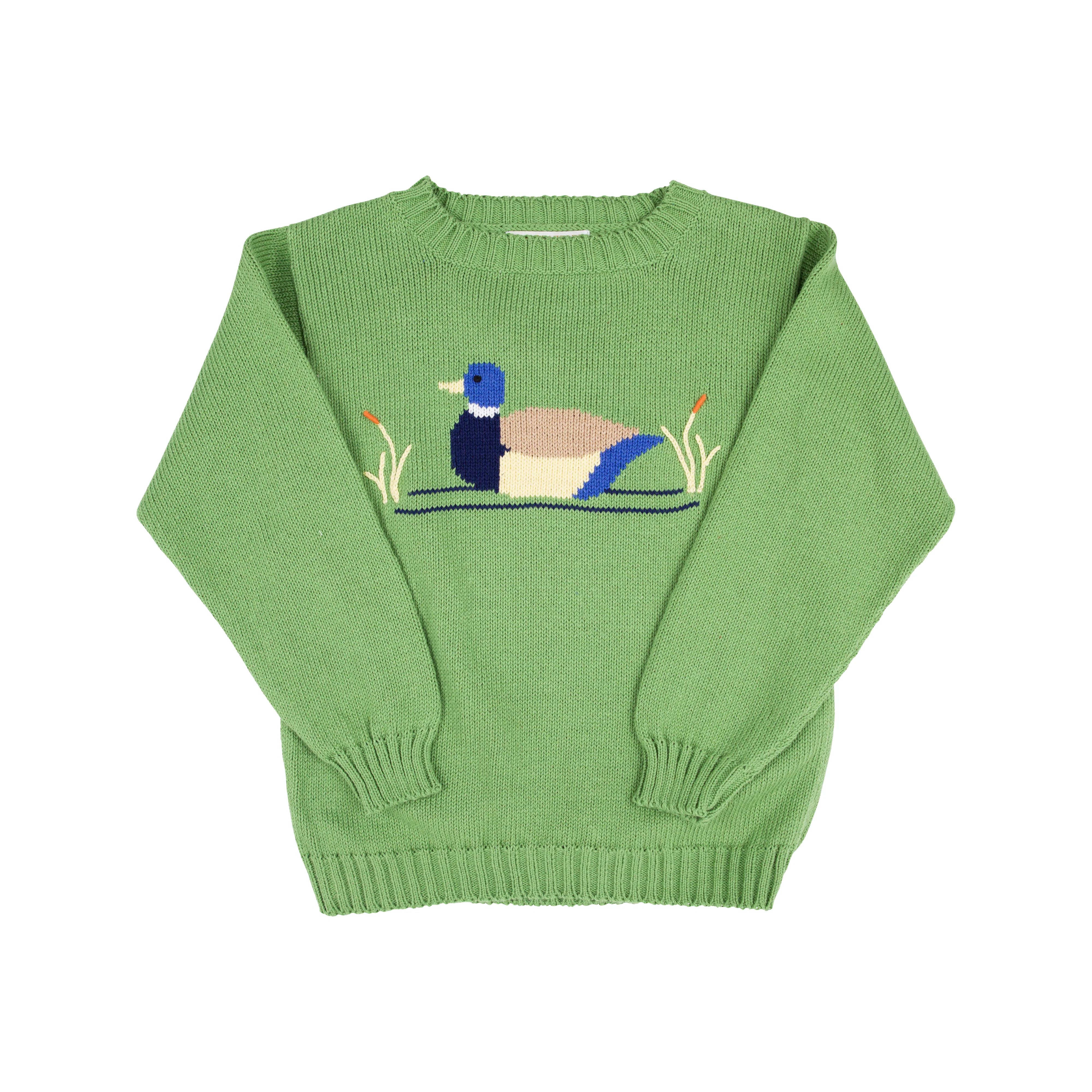 Isaac's Intarsia Sweater (Unisex) - Grenada Green with Mallard Intarsia | The Beaufort Bonnet Company