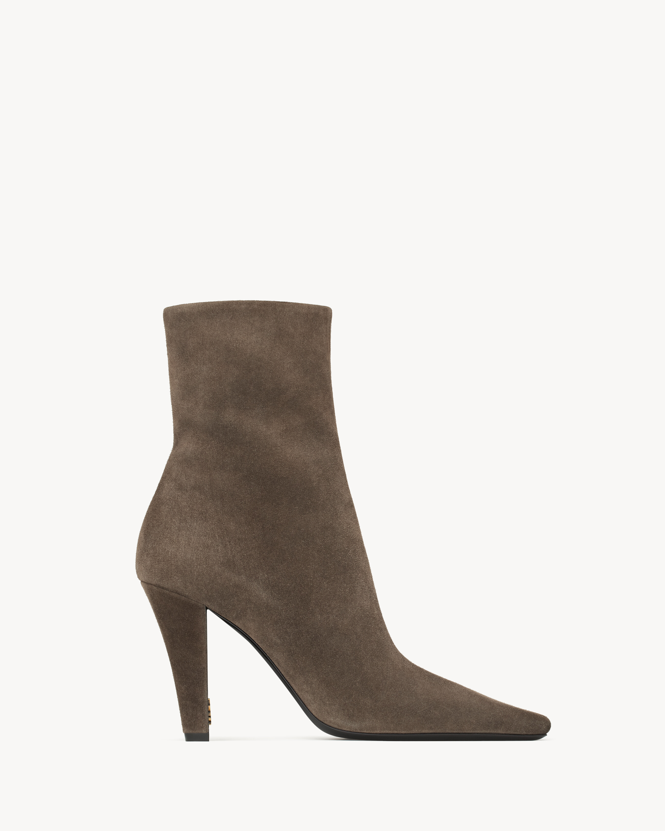 Saint Laurent Jill Booties In Suede - Grey & Silver - Women - 39 | Saint Laurent Inc. (Global)
