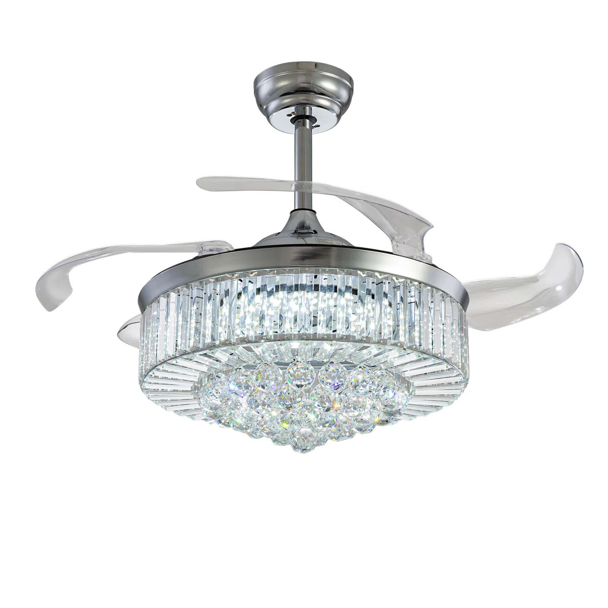Presnell Dimmable Crystal Ceiling Fan with LED Lights and Remote Control | Wayfair North America