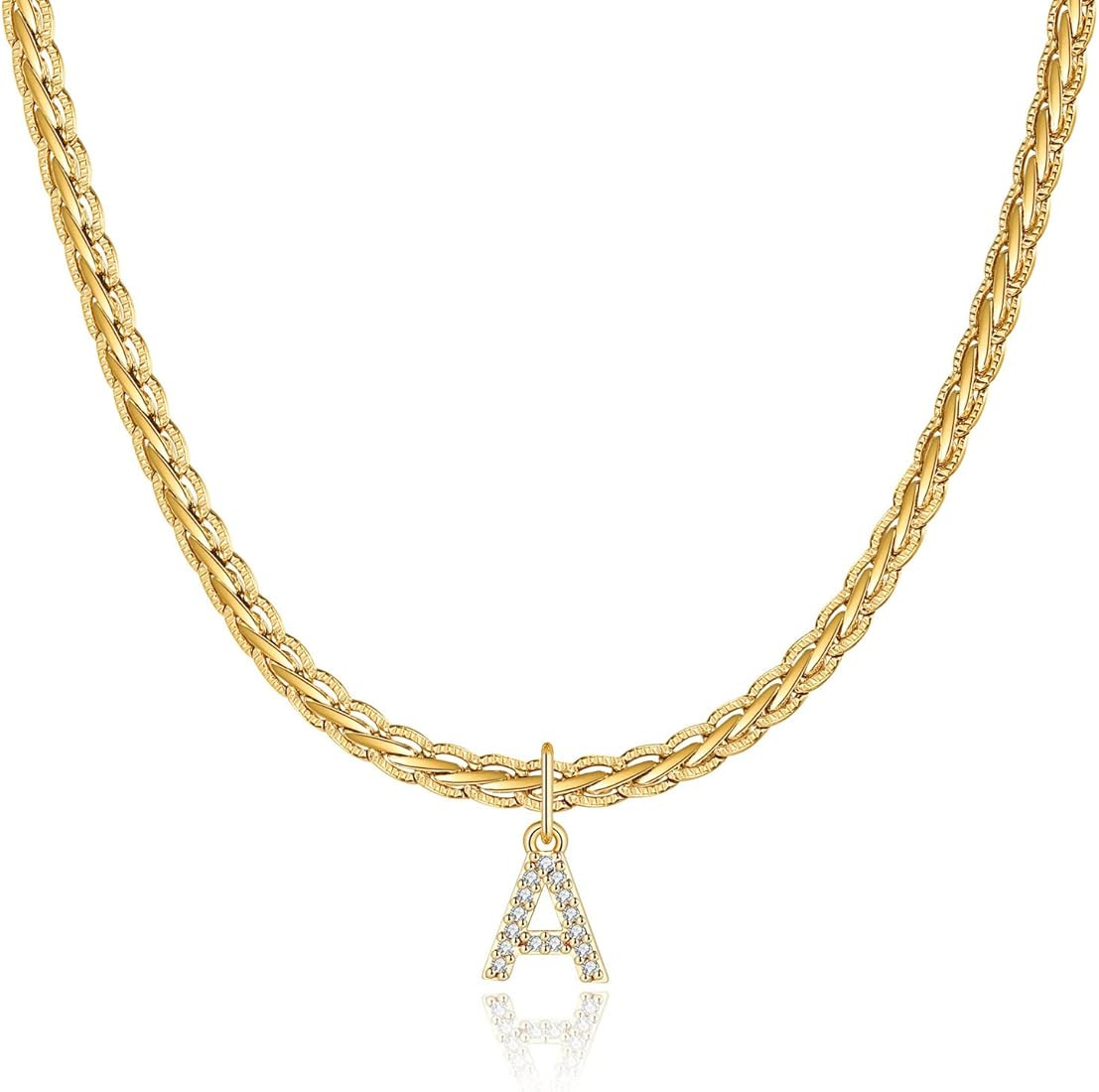 GOGOEY Dainty Initial Necklaces for Women, 18K Gold Filled Vintage Choker Necklaces Simple Cubic ... | Amazon (US)