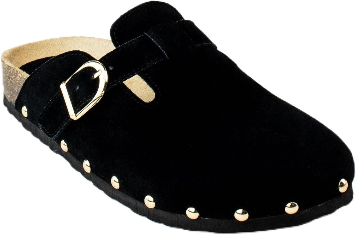 RF ROOM OF FASHION Women's Soft Faux Suede Studded Footbed Cork Clog Antislip Slippers Buckle Mul... | Amazon (US)
