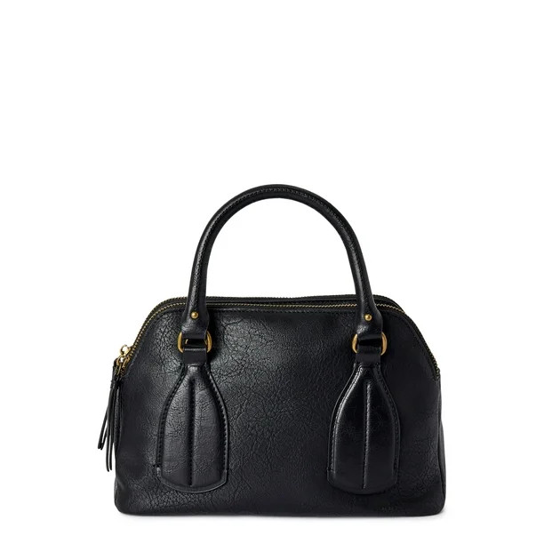 Time and Tru Women’s Palms Satchel Handbag Black - Walmart.com | Walmart (US)
