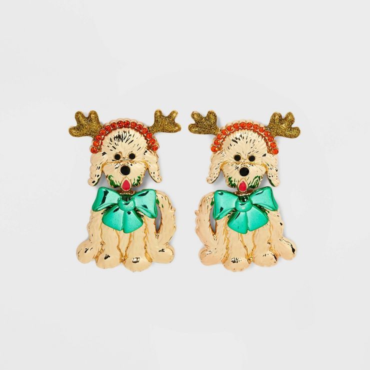 SUGARFIX by BaubleBar &#39;Home for the Paw-Lidays&#39; Statement Earrings - Gold | Target