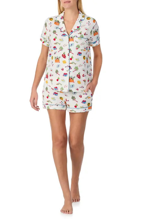 Kate Spade New York print short pajamas in White/Multi Print at Nordstrom, Size Large | Nordstrom