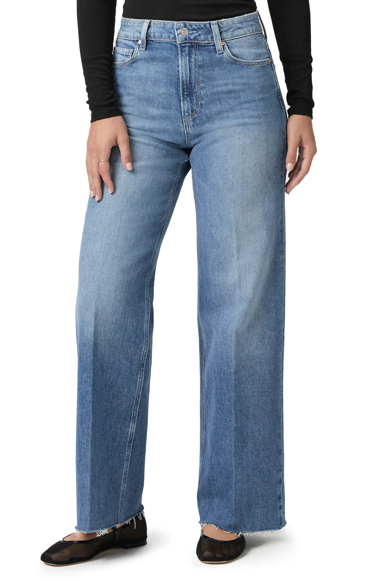PAIGE Anessa High Waist Raw Hem Wide Leg Jeans | Nordstromrack | Nordstrom Rack