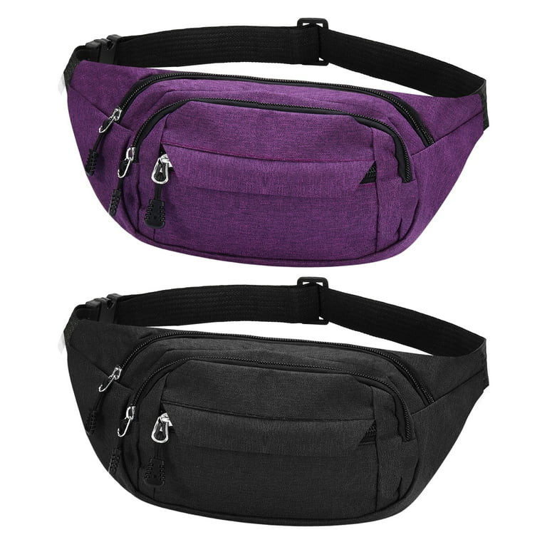 AOWOO 2 Pack Fanny Packs for Men and Women, Waist Bag with 3-Zipper Pockets, Water Resistant Spor... | Walmart (US)