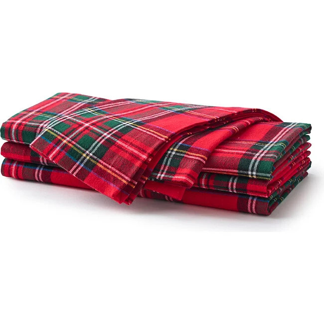 Petite Plume | Set of 4 Napkins, Imperial Tartan | Linen (Red) | Maisonette | Maisonette