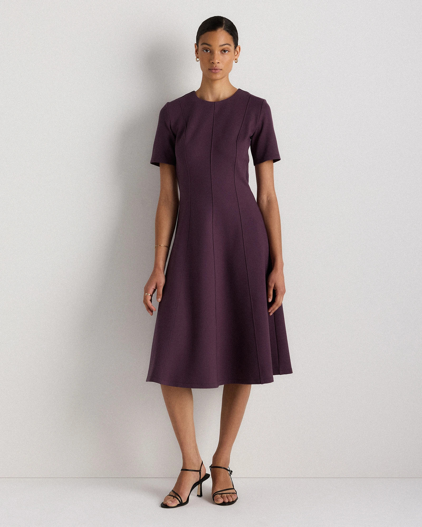 Ultra-Stretch Ponte Short Sleeve Midi Dress | Quince