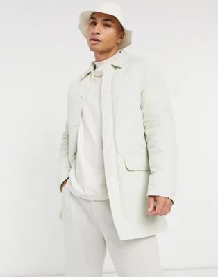 ASOS DESIGN padded trench coat with quilted lining in stone | ASOS (Global)