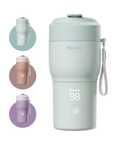 Papablic Pro Portable Bottle Warmer for Travel – Fast Heating, Built-in Sterilizer, 30W Fast Charge, 5-Temp Control, Easy-Clean Wide Mouth, Baby Milk Warmer for Breastmilk & Formula, Mint Green | Amazon (US)