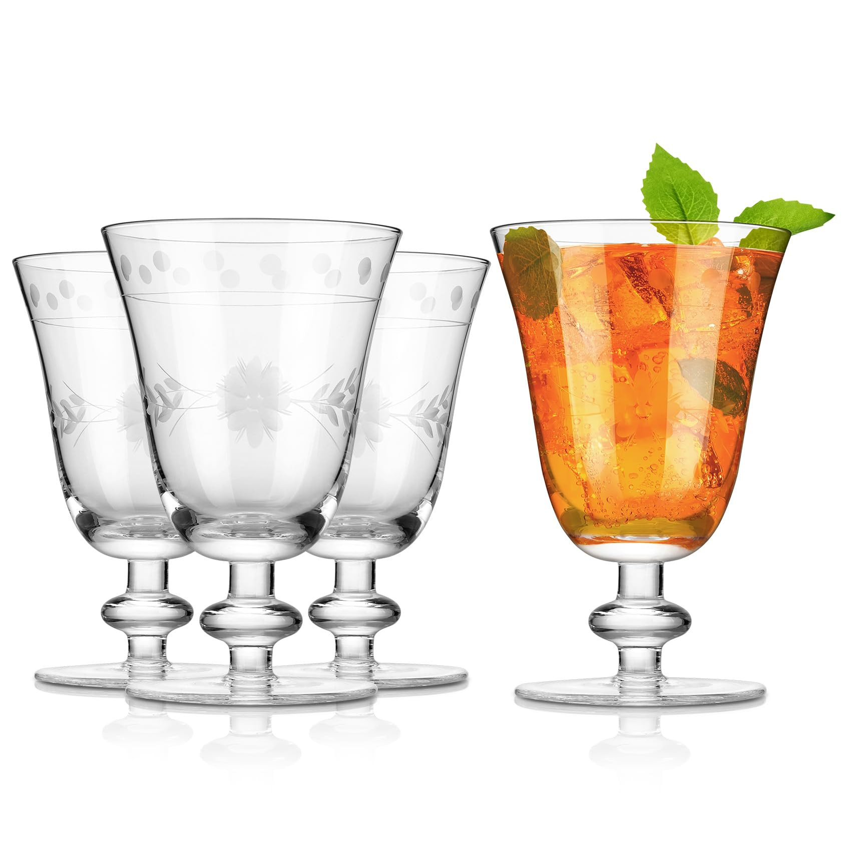 Royalrose Premium Delight Vintage Wine Glasses Set of 4, 10 oz – Hand-Blown with Etched Stem, C... | Amazon (US)