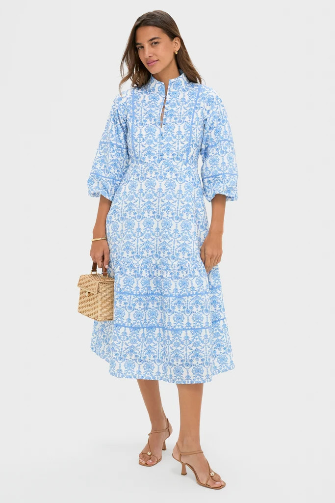 Blue and White Midi Hillsborough Dress | Tuckernuck (US)
