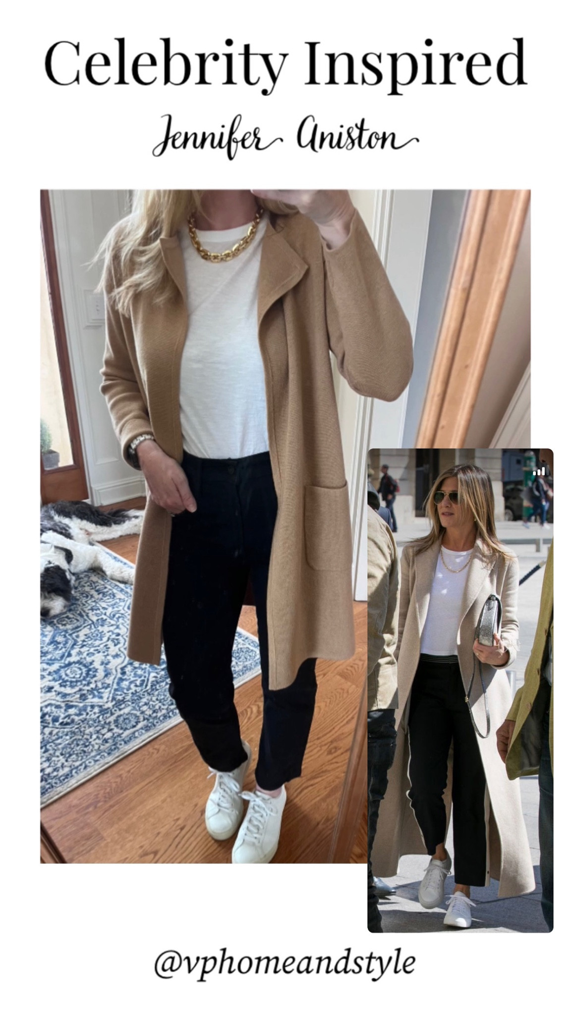 Another celebrity inspired look! This time a casual outfit from Jennifer Aniston 🙌🏻 Black jeans, white tshirt,  long sweater jacket, gold necklace! A super comfortable, put together look! 
Sweater: size down in JCrew version (I also linked an Amazon option!)
My favorite white tee: TTS
Black jeans: TTS
Sneakers: TTS (also linked Target option!)

#LTKfindsunder100 #LTKsalealert #LTKstyletip