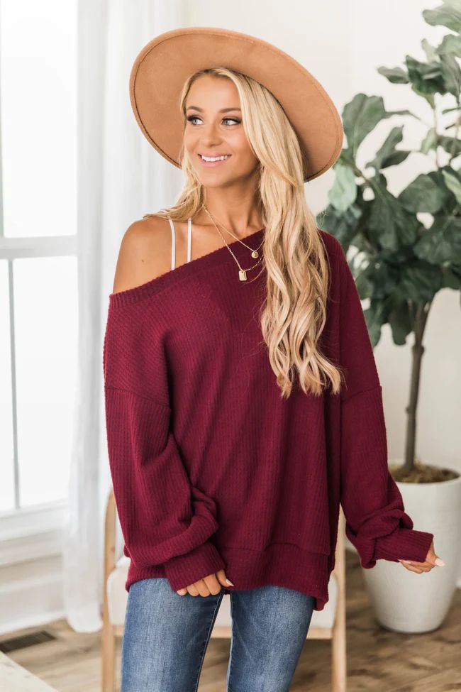 Can't Hide My Feelings Burgundy Pullover | The Pink Lily Boutique