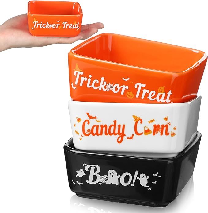 Tanlade 3 Pcs Halloween Candy Bowl Mini Ceramic Bowl for Tiered Tray Decor Corn Trick or Treat Ha... | Amazon (US)