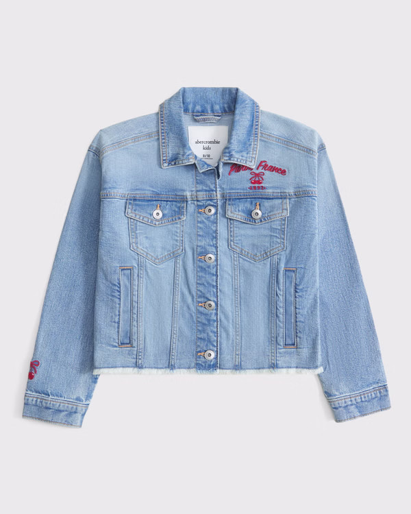 embroidered denim jacket | Abercrombie & Fitch (US)