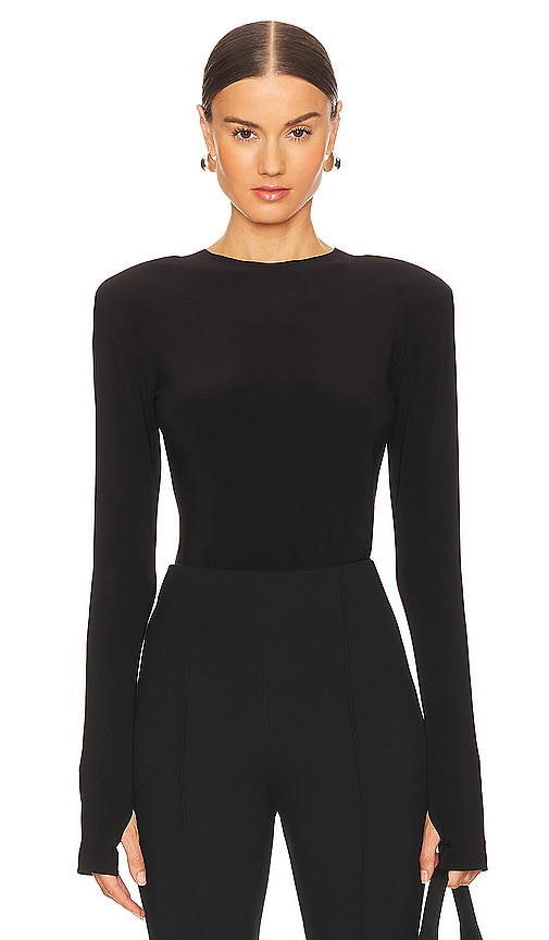 Norma Kamali Shoulder Pad Top in Black. - size S | Revolve Clothing (Global)