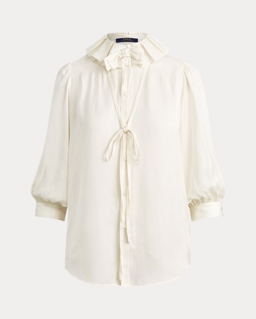 Ruffle-Collar Satin Shirt | Ralph Lauren (US)