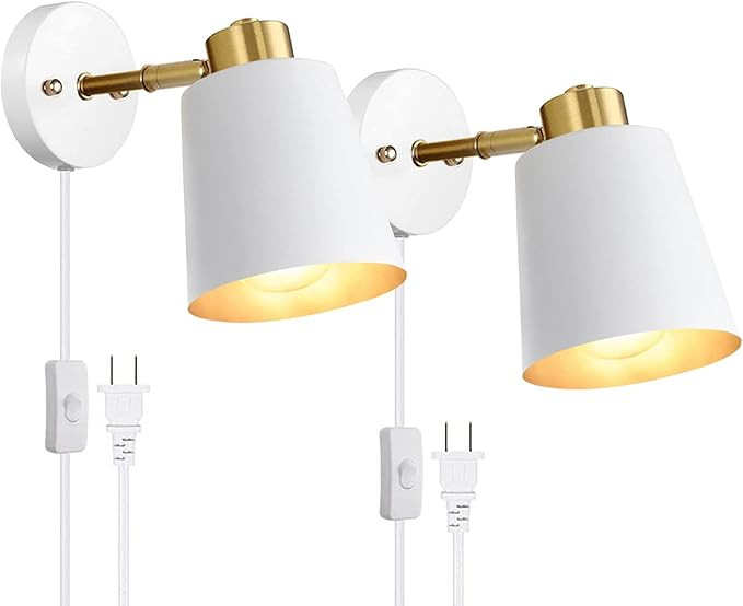 Plug in Wall Sconces 2 Pack Modern Wall Light with On/Off Switch White Wall Lamp with 5.9ft Plug ... | Amazon (CA)