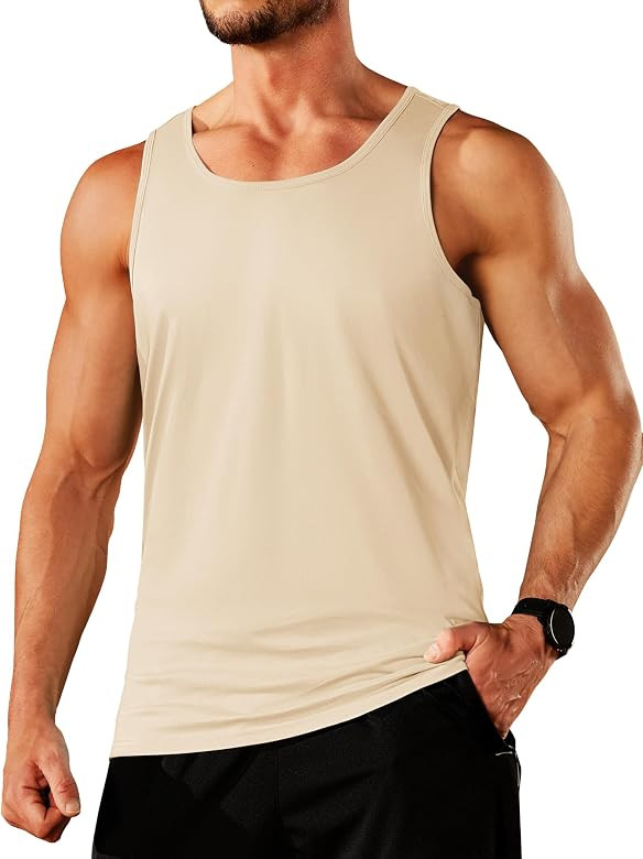 TACVASEN Men's Tank Top Cotton Moisture Wicking Muscle Shirt Summer Sleeveless Shirts Gym Workout... | Amazon (US)