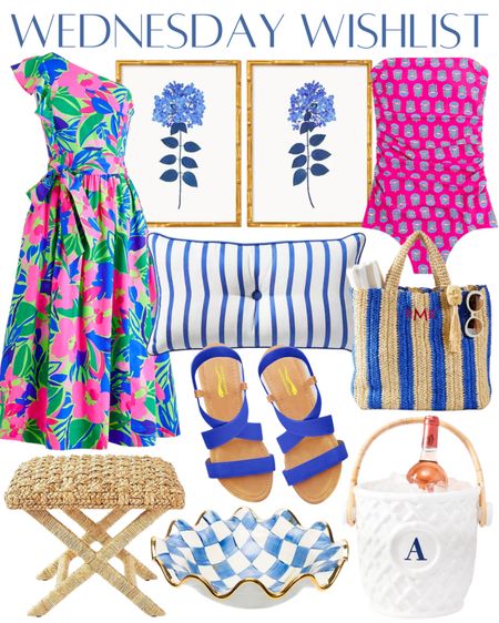 Summer preppy style home decor pool beach bag 
Grandmillennial home classic decor bamboo frame art pink swimsuit royal blue sandals for a pool or beach woven bench outdoor striped pillow

Mark and Graham  
Serena and Lily 
Urban garden prints 
J.Crew factory 
Amazon home 
McKenzie Childs

#LTKSeasonal #LTKHome #LTKStyleTip