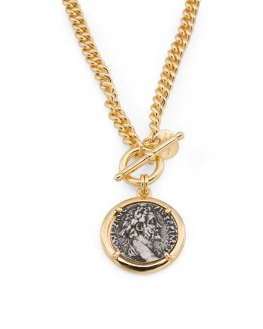 Made In Italy Gold Plated Bronze Oxidized Coin Necklace | TJ Maxx