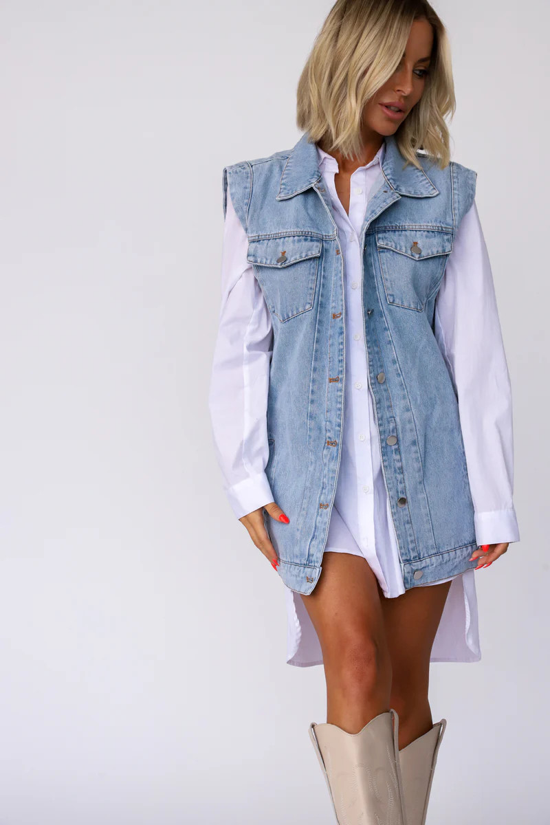 All Around Oversized Denim Vest | The Foxy Kind