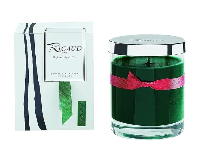 Rigaud Paris, Cypres Bougie D'ambiance Parfumee, Medium Candle "Modele Complet" with Metal Silver... | Amazon (US)