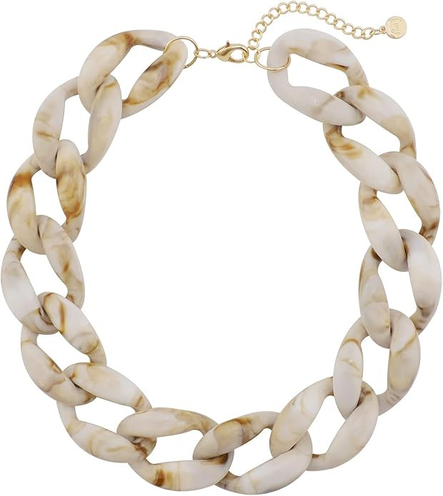 Firstmeet Chunky Acrylic Necklace Smooth Chain Link Cool Statement Choker Cuban Style Jewelry Gif... | Amazon (US)