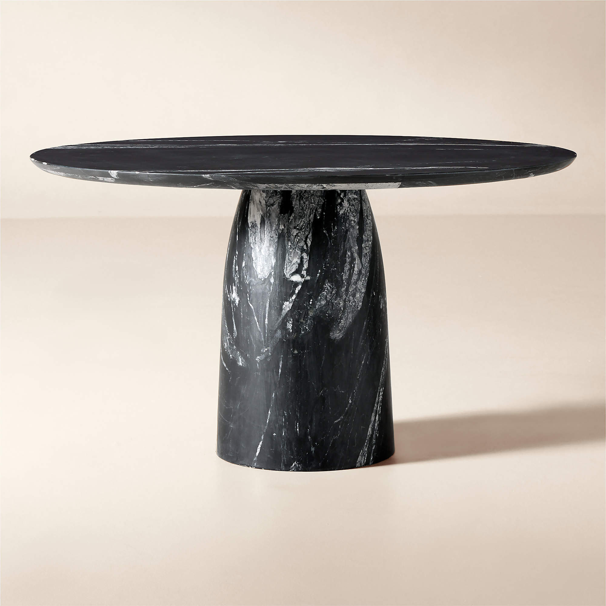 Babylon 54" Round Black Marble Dining Table + Reviews | CB2 | CB2