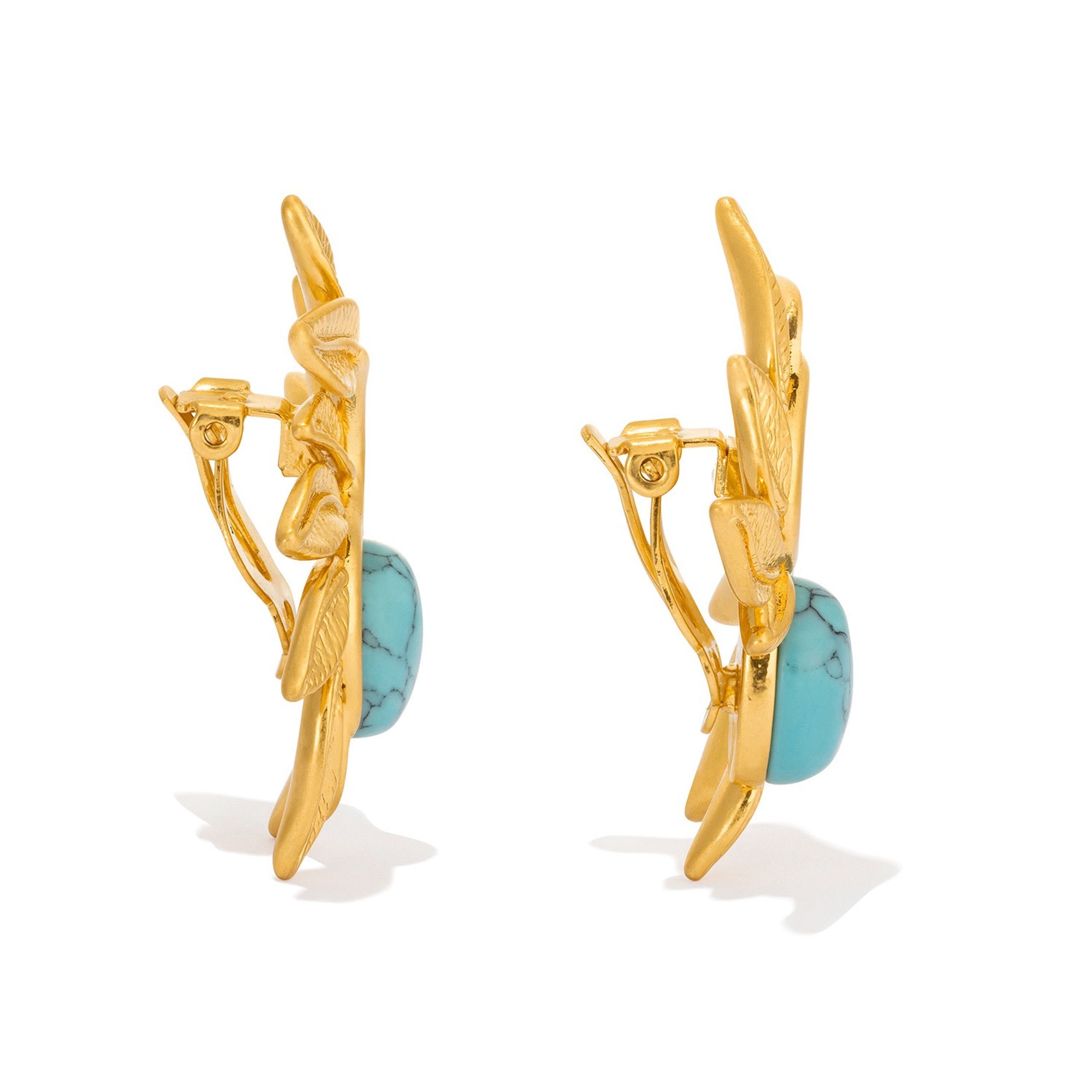 Tropea Clip On Earrings - Worn Gold/Turquoise | Oroton | Oroton