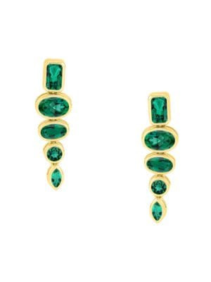 Saks Fifth Avenue 14K Yellow Gold &amp; Emerald Multi Shaped Drop Earrings on SALE | Saks OFF 5TH | Saks Fifth Avenue OFF 5TH