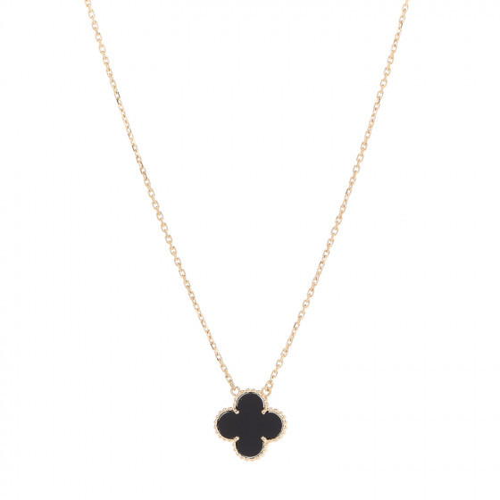 VAN CLEEF & ARPELS 18K Yellow Gold Black Onyx Vintage Alhambra Pendant Necklace | FASHIONPHILE | Fashionphile