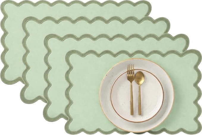 Folkulture Placemats Set of 4 (13 x 19) |100% Cotton, Green Cute Placemats for Dining Table Decor... | Amazon (US)