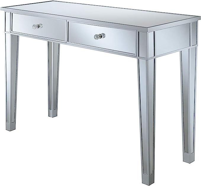 Convenience Concepts Gold Coast Mirrored Desk, Silver / Mirror | Amazon (US)