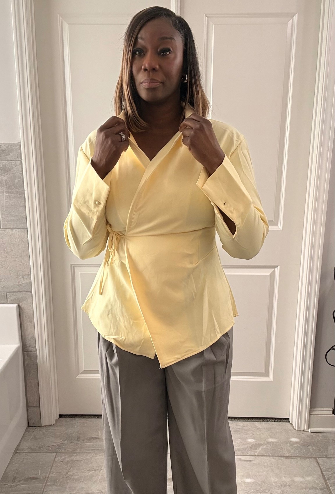 Cinched button up 

#LTKootd #LTKgrwm #LTKWorkwear