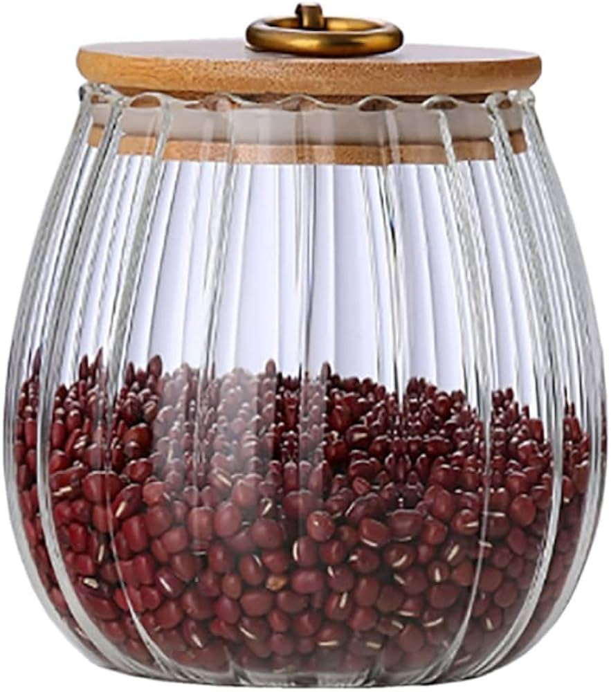 ANSQU Glass Jars Set Canister Airtight Storage Jar Petal Decorative Container with Bamboo Lid Met... | Amazon (US)