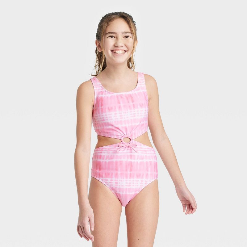 Girls' Tie-Dye Swimsuit - art class™ Pink | Target