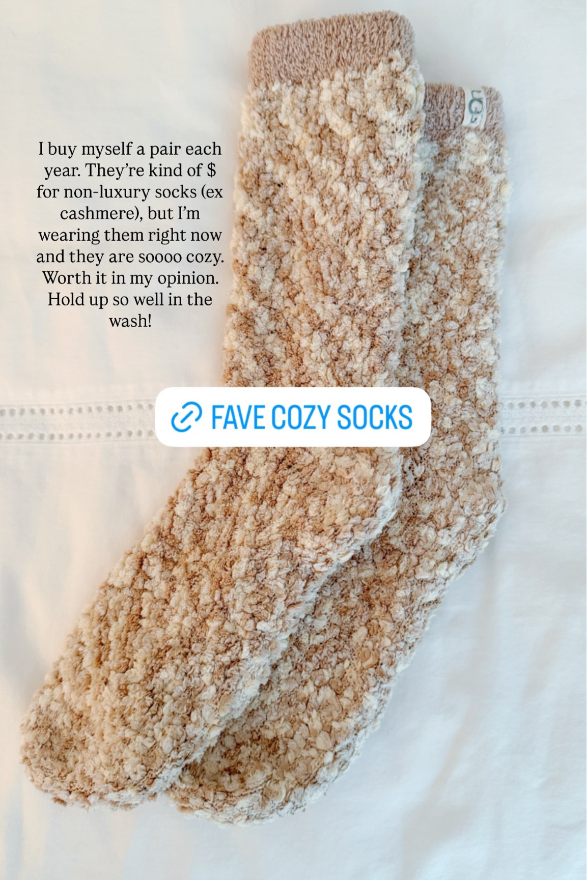 I buy myself a pair each year. They’re kind of $ for non-luxury socks (ex cashmere), but I’m wearing them right now and they are soooo cozy. Worth it in my opinion. Hold up so well in the wash!