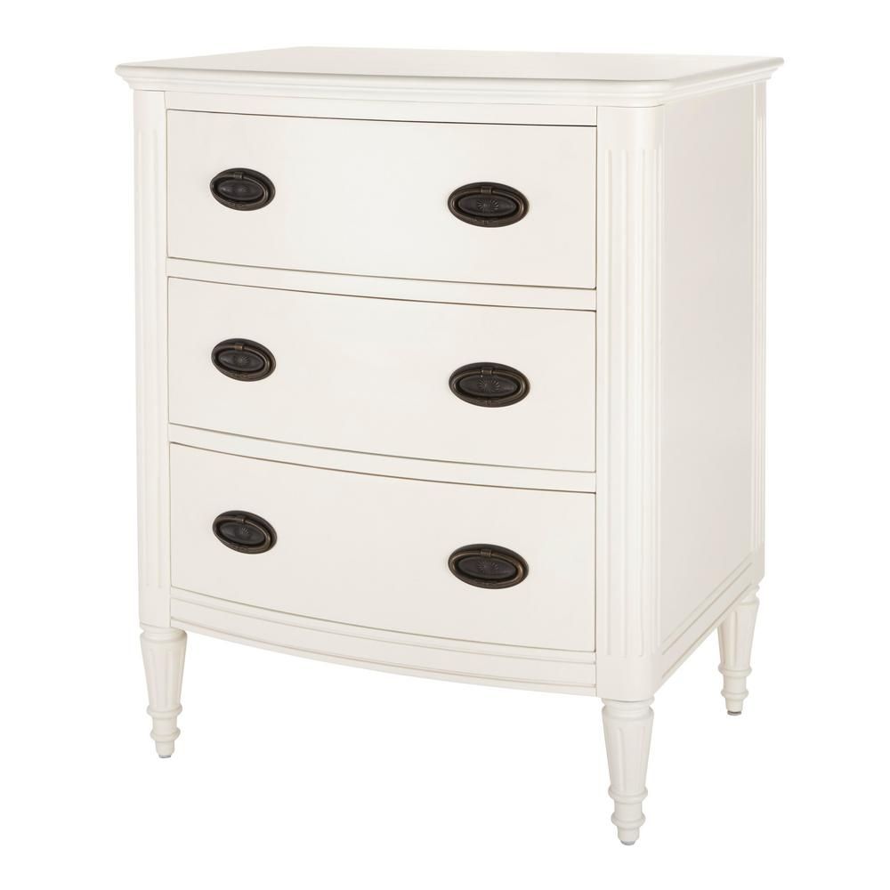 Ashdale 3-Drawer Ivory Nightstand | The Home Depot