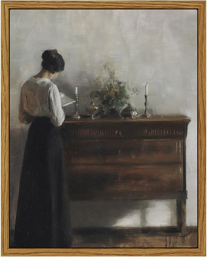 VIYYIEA Framed Wall Art Vintage Decor, Classical Reading Woman Portrait Painting, Framed Canvas P... | Amazon (US)