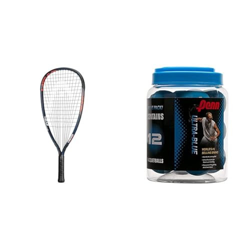 HEAD MX Fire 190 Beginners Racquetball Racket - Pre-Strung Head Light Balance Racquet,Navy/Orange & Penn Racquetballs (Pack of 12), Blue | Amazon (US)