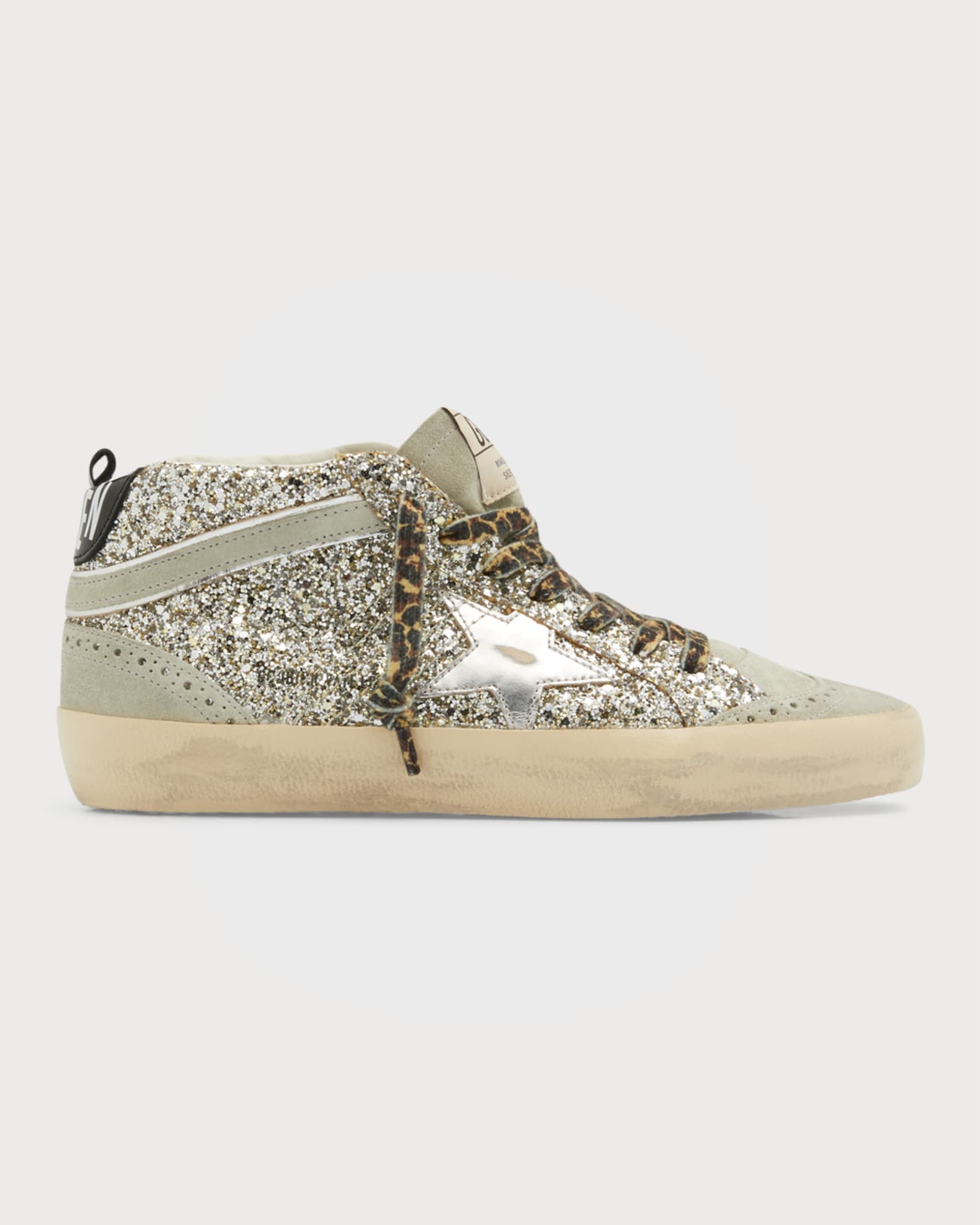 Mid Star Glitter Leo Wing-Tip Sneakers | Neiman Marcus