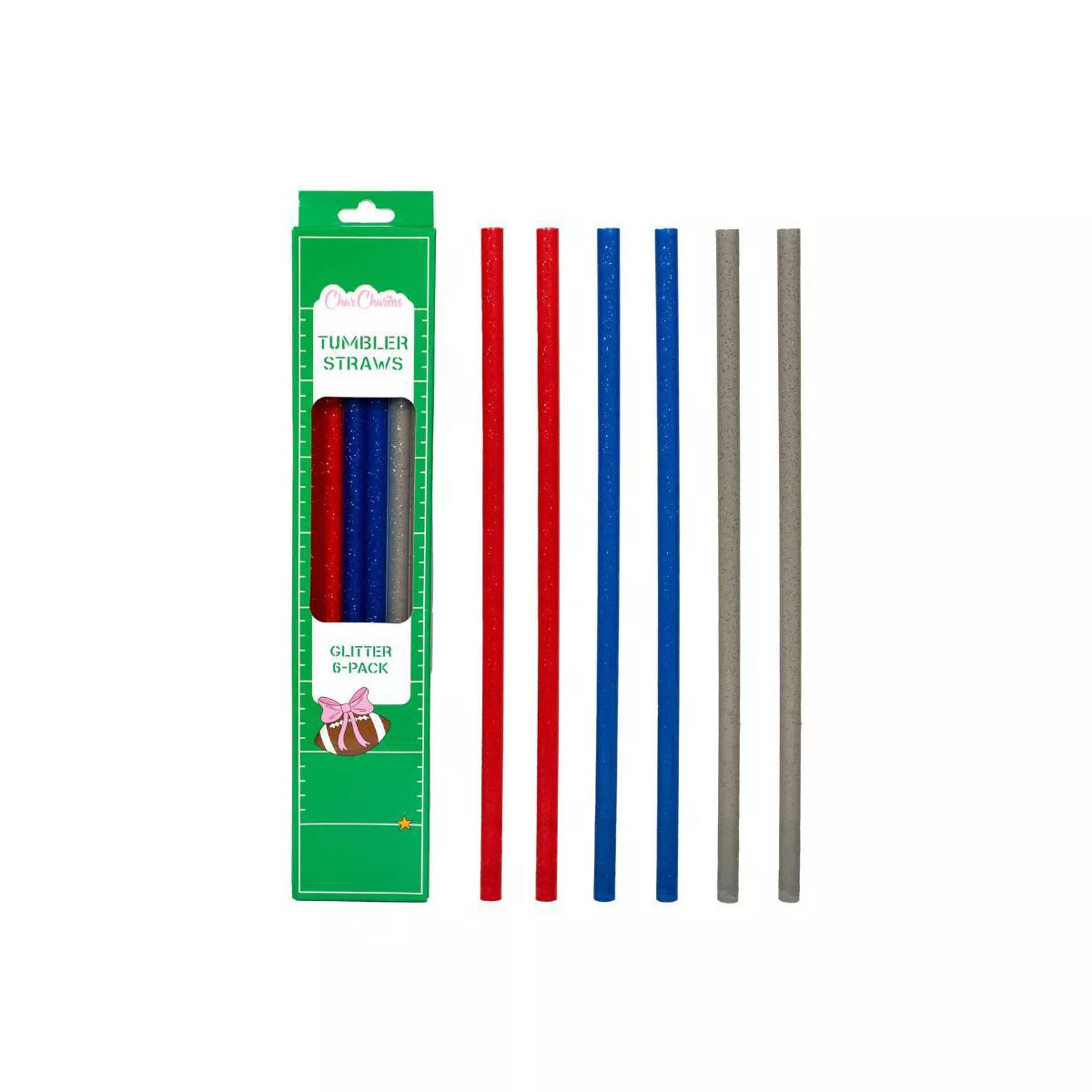 CharCharms 6pk 40oz Tailgate Water Bottle Straws Glitter | Target